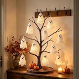 BKSXSOP Świecący duch Halloween dekoracja na stół z lampkami LED