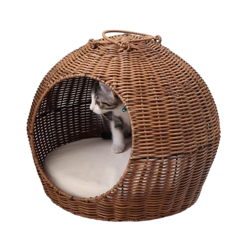 ヤマソロ ペットベッド 猫ちぐら風 キャットハウス 猫 ネコ ねこ ベッド 天然素材 nenne ネンネ (置き型, ポリラタンナチュラル)