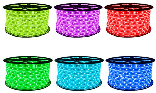 Cbconcept 120VSMD5050-46M-RGB 150-Feet RGB Color Changing 120-Volt High Output SMD5050 Flexible Flat LED Strip Rope Light