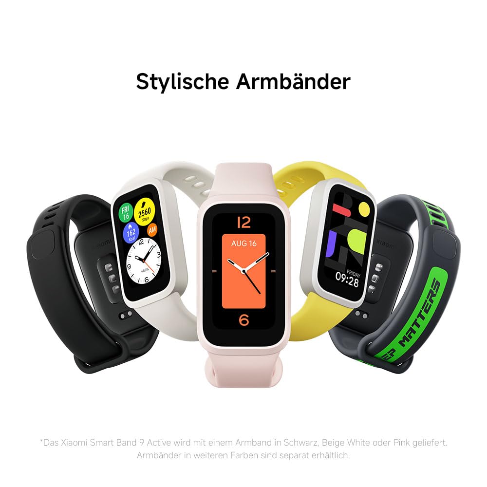 XIAOMI Smart Band 9 Active Schwarz – 1.47" TFT, 450 Nits, 18 Tage Akku, 50 Sportmodi, SPO₂-Sensor, 5ATM Wasserdicht
