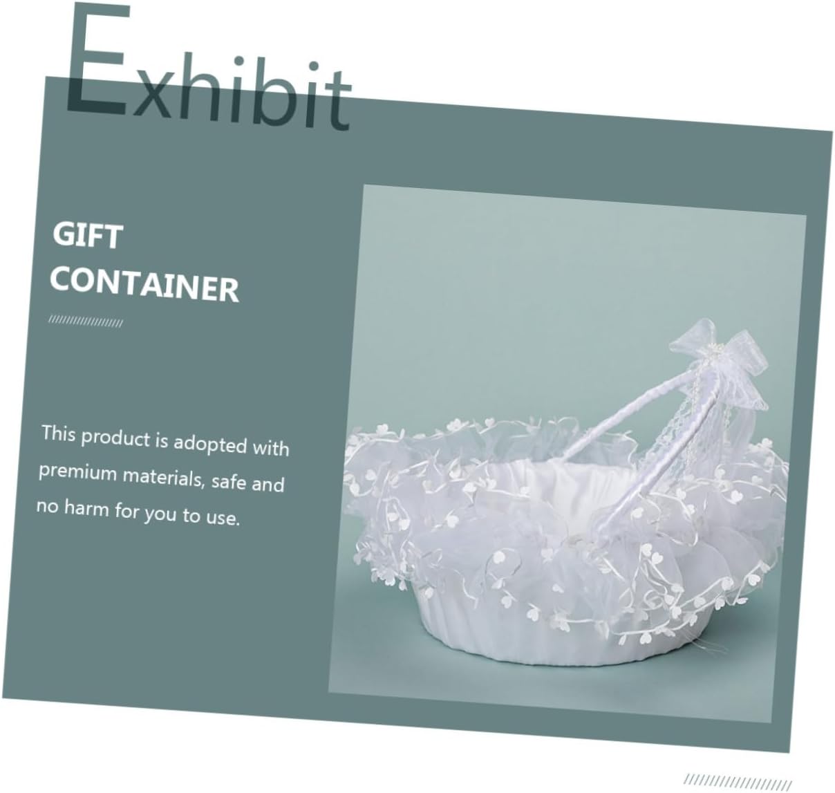 Beavorty Lace Wedding Basket White Heart-shaped Flower Girl Basket with Detachable Handle Portable Handheld Petals Holder for Ceremony and Bridal Supplies