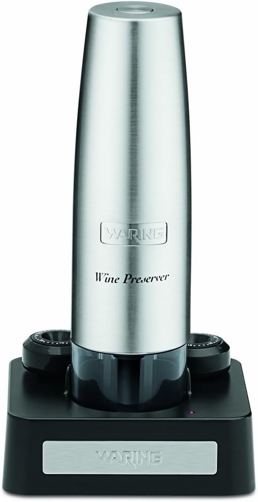 Waring Pro WP55 Cordless Wine Preserver on its charging base