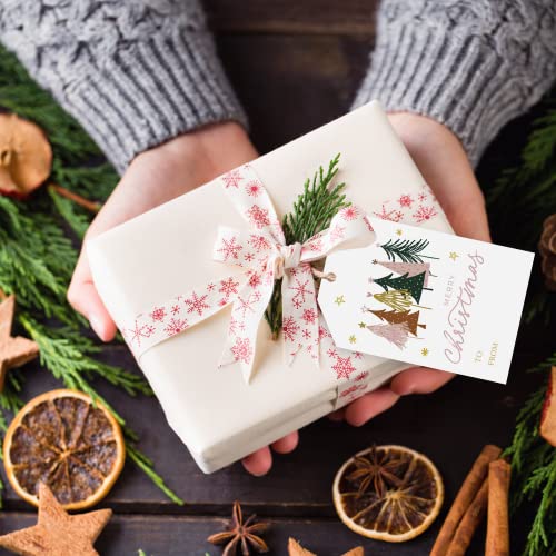 50Pcs Christmas Gift Tags With Hemp Rope Christmas Paper Gift Tags Holiday Hang Name Tags Label Watercolor Plants Wishes Labels Xmas Gift Favor Tags For Xmas Party Decor (50, Rectangular) #TOP1