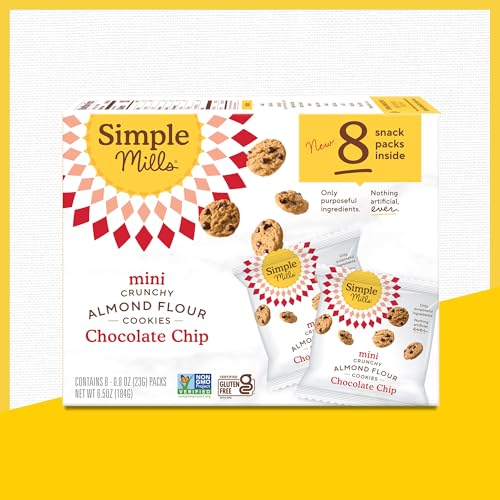Image of Simple Mills Almond Flour Mini Chocolate Chip Cookie Snack Packs, Healthy Halloween Snacks for Kids, Individual Packs, Gluten Free, 8ct (Pack of 2)