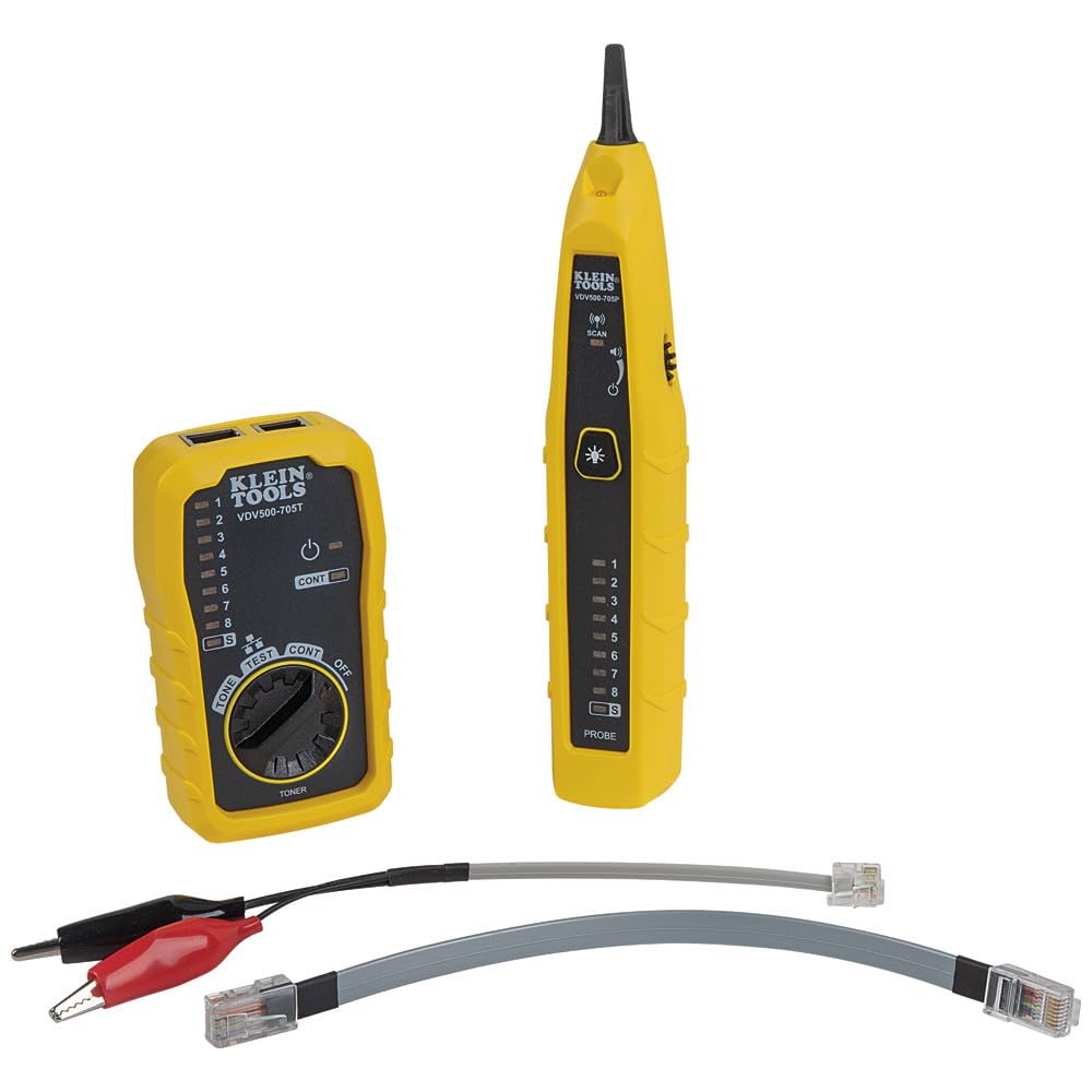 Klein Tools VDV500-705 Kit générateur de tonalité et sonde avec sonde et pince crocodile et prise RJ11/RJ12/RJ45