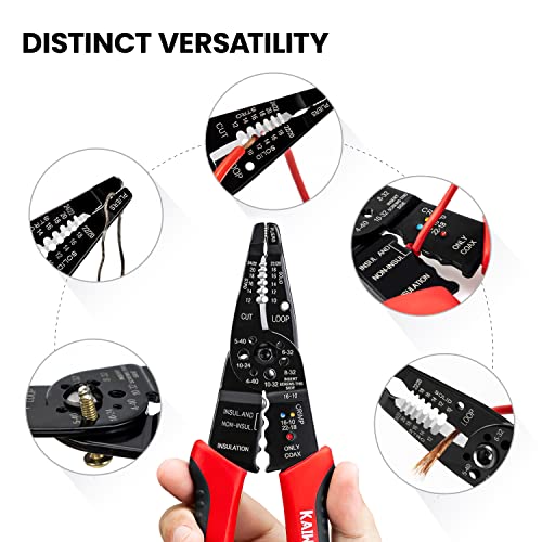 KAIWEETS Wire Stripper 10-22 AWG Wire Splicer Cable Stripper Multipurpose Wire Stripping Tool Electrical Wire Pliers with Screw Cutter - Image 3