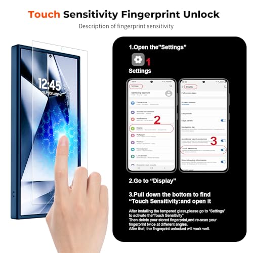 Image of SUPFINE Magnetic for Samsung Galaxy S24 Ultra Case with Screen Protector, (Built-in Magnets) (Military Grade Drop Protection) Slim Translucent Shockproof Phone Case,Sapphire Blue
