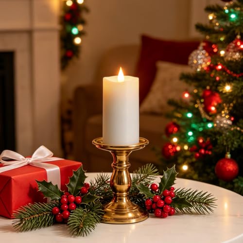 Image of Flameless LED Candles 3 inchx6 inch Set of 1, Battery Operated with Remote & Timer, 600-Hour on 2 AA Batteries, Flickering Realistic Flame, White for Indoor /Outdoor