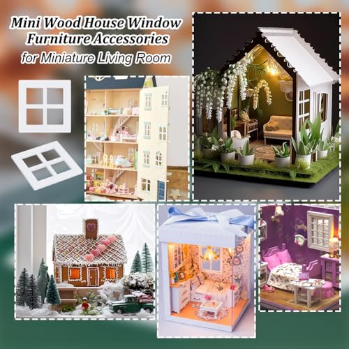 OLYCRAFT 20 quadratischer Miniatur Fensterrahmen 7x7cm Weißes Miniatur Fenster Aus Holz Mini Fenster Gartenornamente Mini Möbel Fensterrahmen Für Miniaturhäuser Dekoration Möbelzubehör