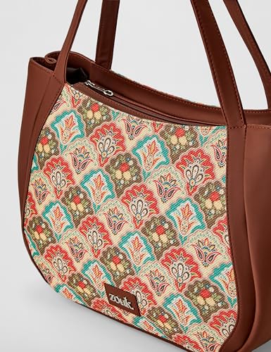 ZOUK Mughal Art Multicolor Jute Vegan Leather Shoulder Handbag - Image 7