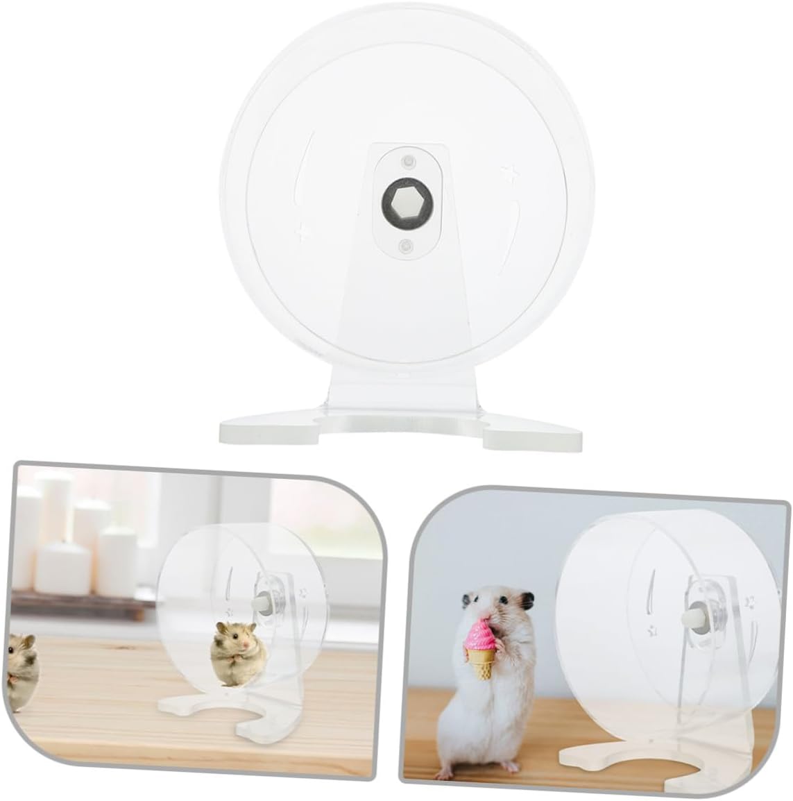 Artibetter Silent Hamster Exercise Wheel with Stand 22cm, Small Pet Activity for Gerbils Mice and Small Animals, Quiet Running Spinner Cage Accessory