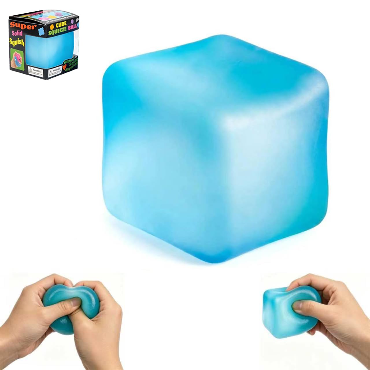Photo 1 of [PURPLE COLOR] Stress Cube Squishy Toys,Relief High Density Ice Squeeze Ball, Ice Cubes Squishies for Anxiety Relief, Slow Rising Ice Cubes Stress Balls, Focus & Play (Solid Blue)