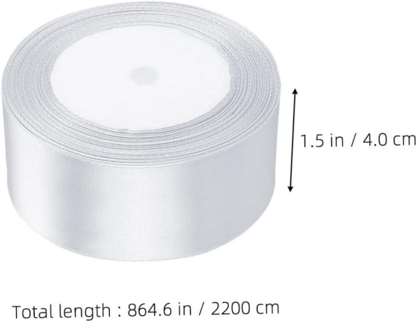 VILLCASE 5pcs White Satin Decorative Ribbon for Wrapping, DIY Floral Bouquet and Cake Decoration, Polyester Grosgrain Ribbon for Holiday Party Favors and Present Embellishments
