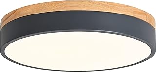 Dimmable Wood LED Flush Mount Ceiling Light, 5CCT 2700K-6000K Modern Round Close to Ceiling Lighting Fixtures, Minimalist Grey Ceiling Lamp for Bedroom, Kitchen, Laundry Room, Hallway, 11.7 in