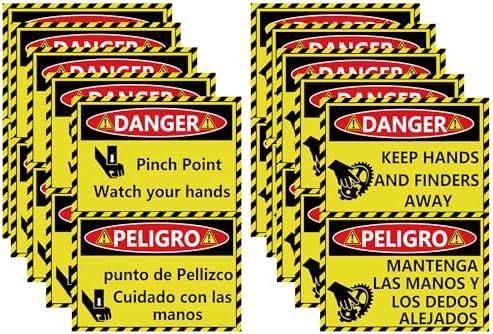Amazon.com: 10Pcs Bilingual Danger Pinch Point Watch Your Hands ...