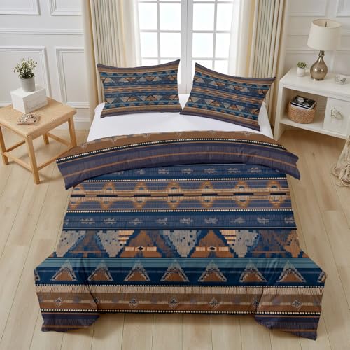 Housse de couette aztèque 140x200 anti-plis en microfibre douce avec fermeture éclair rapide