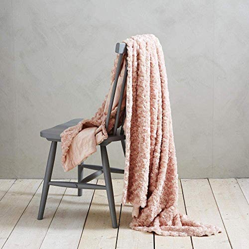 Simple&Opulence Plush Fluffy Throw Blanket Tridimensional Rose Pattern Floral Design Soft Cozy Fuzzy Blanket For Girls Home Décor Couch Sofa Chair Bed, 50"X 60", Pink #TOP7