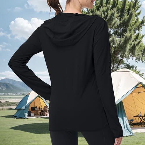Sudadera con capucha negra 5XL para protección solar y deporte ligero 2