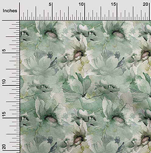oneOone Cotton Silk Green Fabric Flower Quilting Supplies Print Sewing Fabric By The Yard 42 Inch Wide-NL8