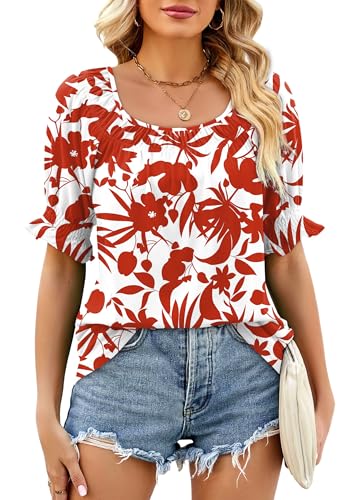 Image of WIHOLL Womens Short Sleeve Square Neck Summer Tops Dressy Casual Blouses Trendy Clothes 2026