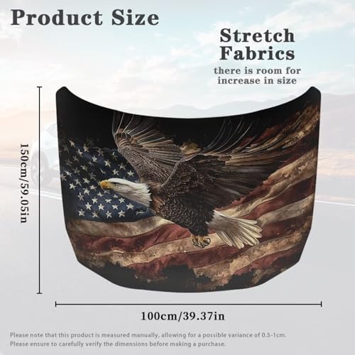 Image of Soaring Eagle Hood Covers for Cars Elastic Durable American Flag Auto Engine Cover Dustproof UV Fade Resistant for Car Hood Decoration and Protection Easy to Install