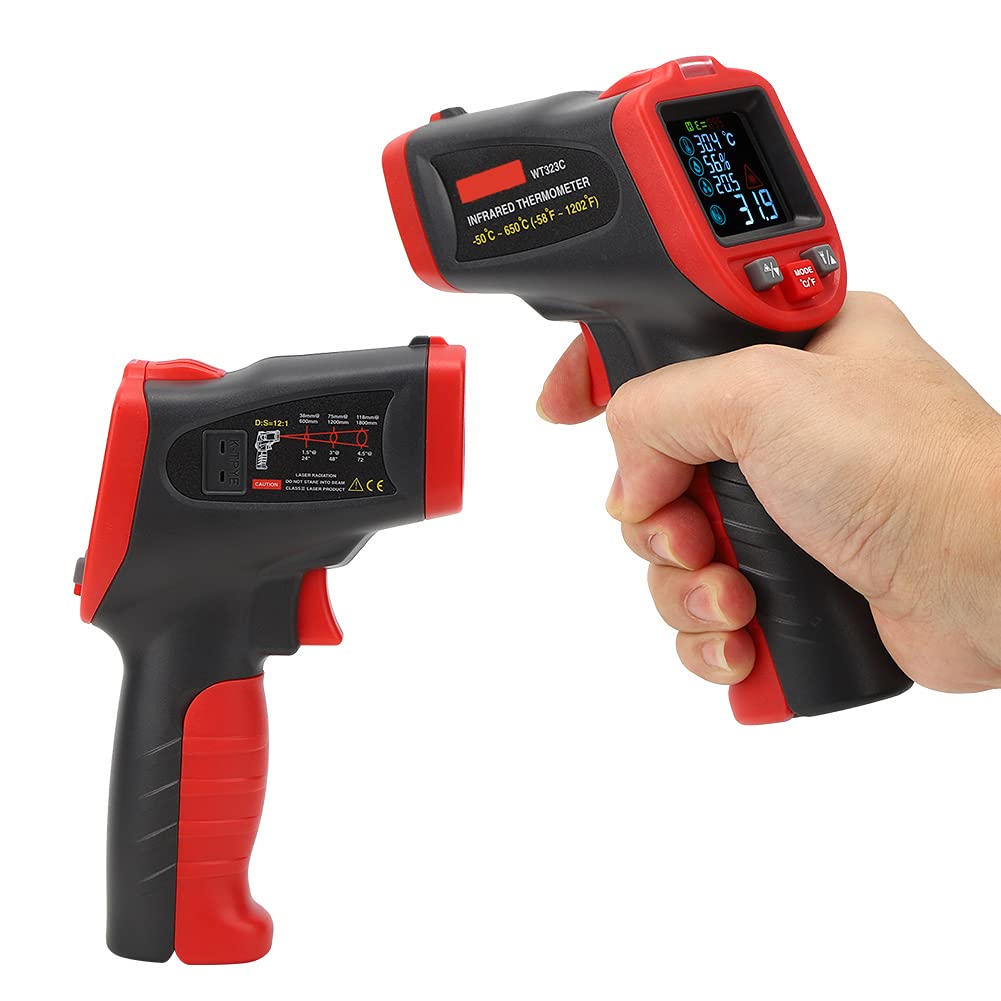 Fafeicy Termómetro Infrarrojo Industrial Probador de Temperatura de Mano WT323C 50-650 ℃ Material de LCD Colorido ABS