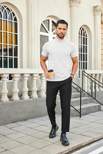 Image of COOFANDY Mens Mock Turtleneck Shirts Casual Premium Cotton Short Sleeve Shirt Basic Half Neck T-Shirts