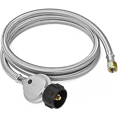 CALPOSE 6 Feet Propane Hose with Regulator, Stainless Steel Braided Hose for Blackstone 28''/36'' Griddle, Weber Grill, Propane fire pit and More, 3/8" Female Flare for Most LP Gas Grills