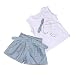 PHOTNO 1Set Suit outfit for Kid Baby Girls Summer Cute Sleeveless T-shirt+Grid Shorts (2-7Y)