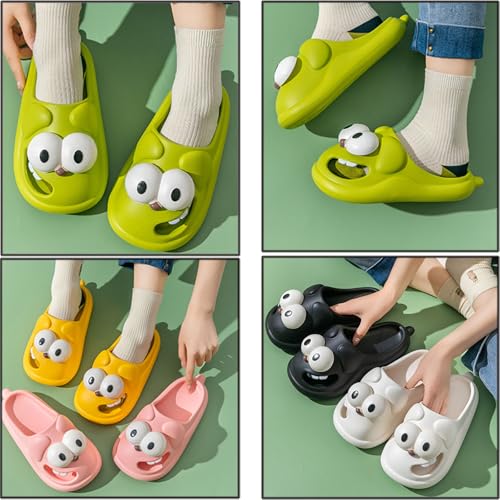 Jfxgjuv Big Eye Dog Slippers, Tongue Kiss Slippers, 3D Funny Cartoon EVA Non-Slip Thick Sole Indoor Outdoor Slides Sandals for Women (Black,9.5-10 Women/7.5-8 Men)4