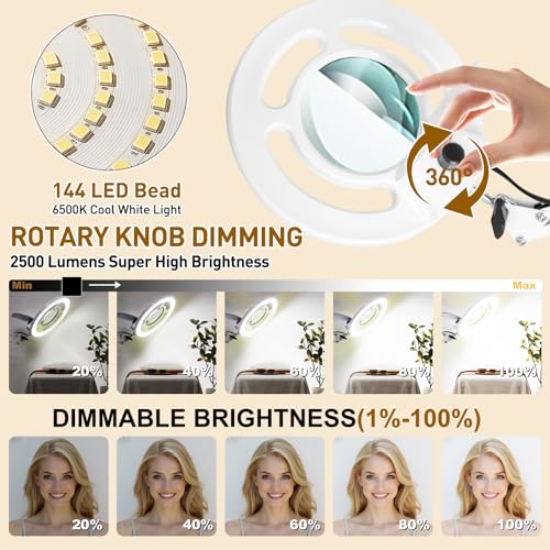 KALVISH Facial 10X Magnifying Lamp for Esthetician, 2500 Lumens, Stepless Dimmable, Adjustable Swing Arm, LED Lighted Standing Mag Floor Lamp for Eyelash Extensions, Tattoo, Crafts, Nail Art, Pedicure by KALVISH - Used condition - Image 6