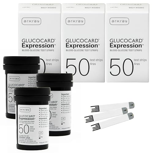 ARKRAY GLUCOCARD Expression Blood Glucose Test Strips - No Coding, 0.8 Microliter & Fast 6-Second Results - Compatible with GLUCOCARD Expression Blood Glucose Meter - 150 Count (3 Packs of 50)