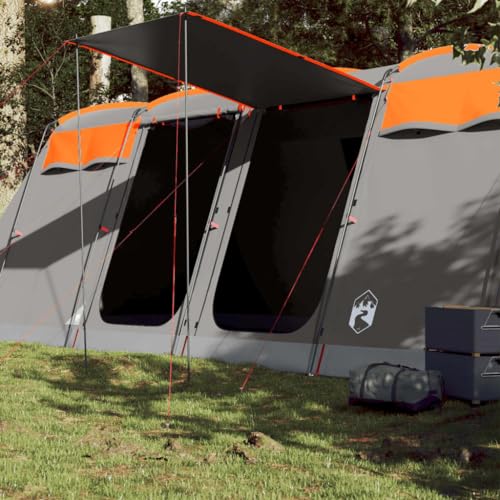 Homgoday Family Tent Tunnel 8-Person Grey and Orange Waterproof, Tents