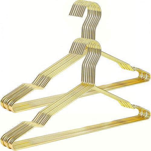 Qualsen Kleiderbügel Metall mit Rutschfester Nut, Gold 20 Stück, 42 cm