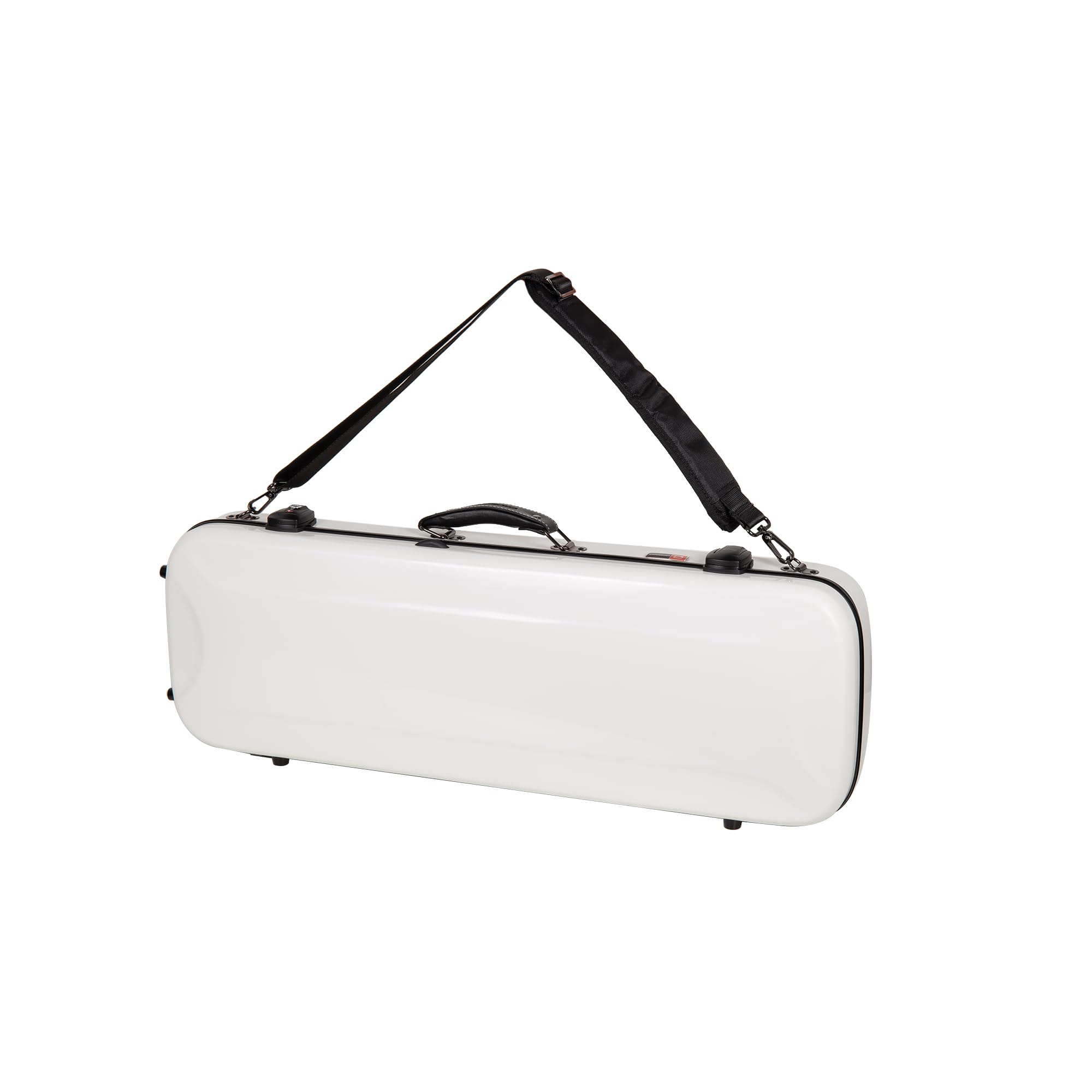 Crossrock CRF2020VMW-R - Custodia rettangolare in fibra di vetro, adatta per violino 4/4 a grandezza naturale, con scomparti per accessori, spallacci rimovibili, lucchetto TSA, igrometro, bianco latte