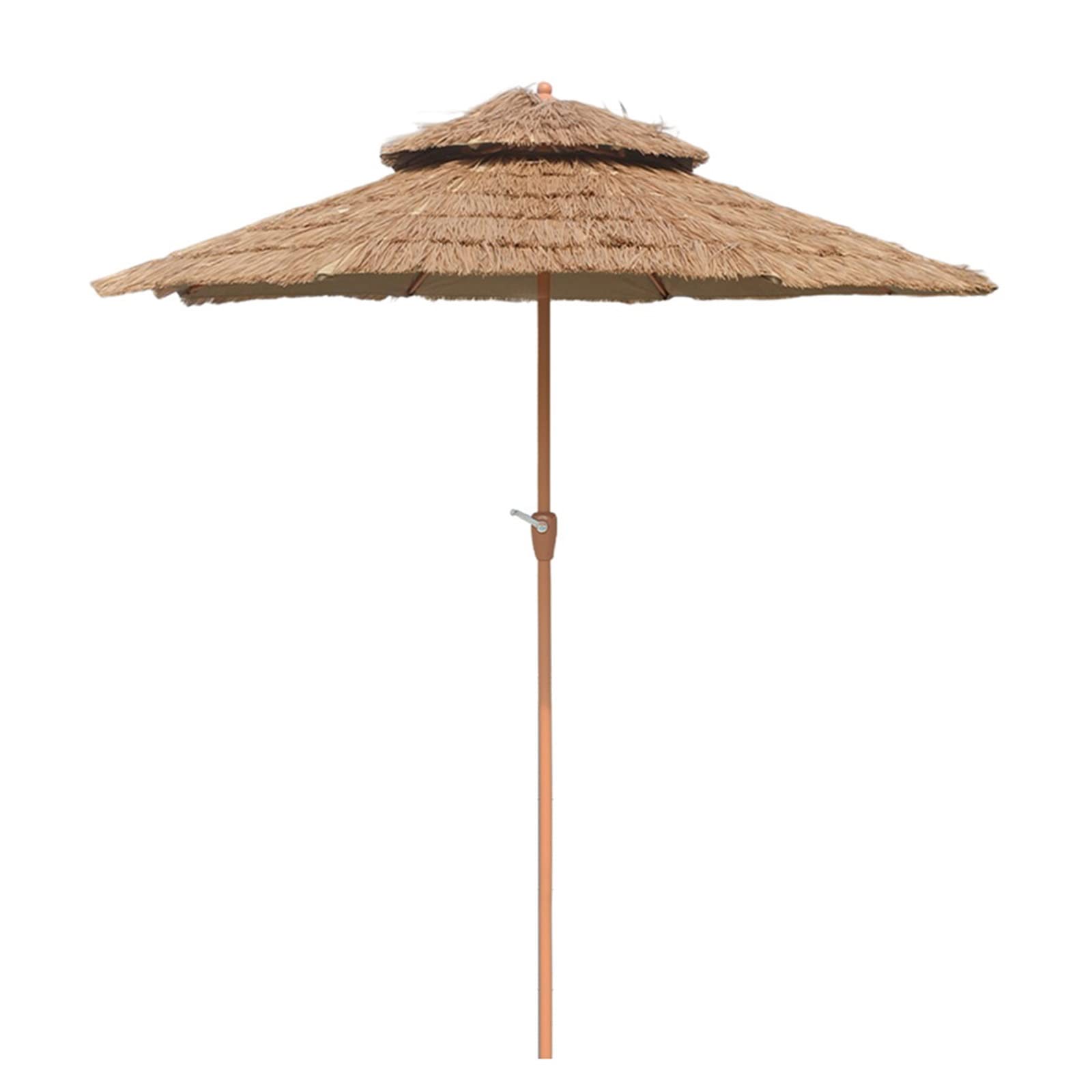 KIMBIE Sombrilla Terraza Exterior Grande 270cm,Sombrilla Playa Antiviento Con Manivela,Parasol Jardin Con Anti-Uv 50+,Sombrillas Terraza Exterior 6 Ribs,Sombrilla De Paja,Antiviento(sin Base)