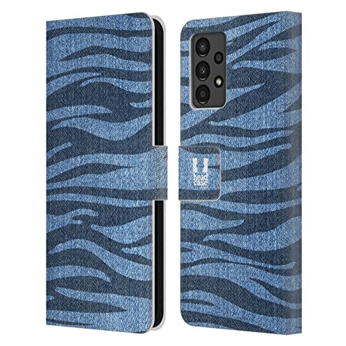 Étui zèbre denim Samsung Galaxy A13 2022 avec fermeture magnétique et support vidéo