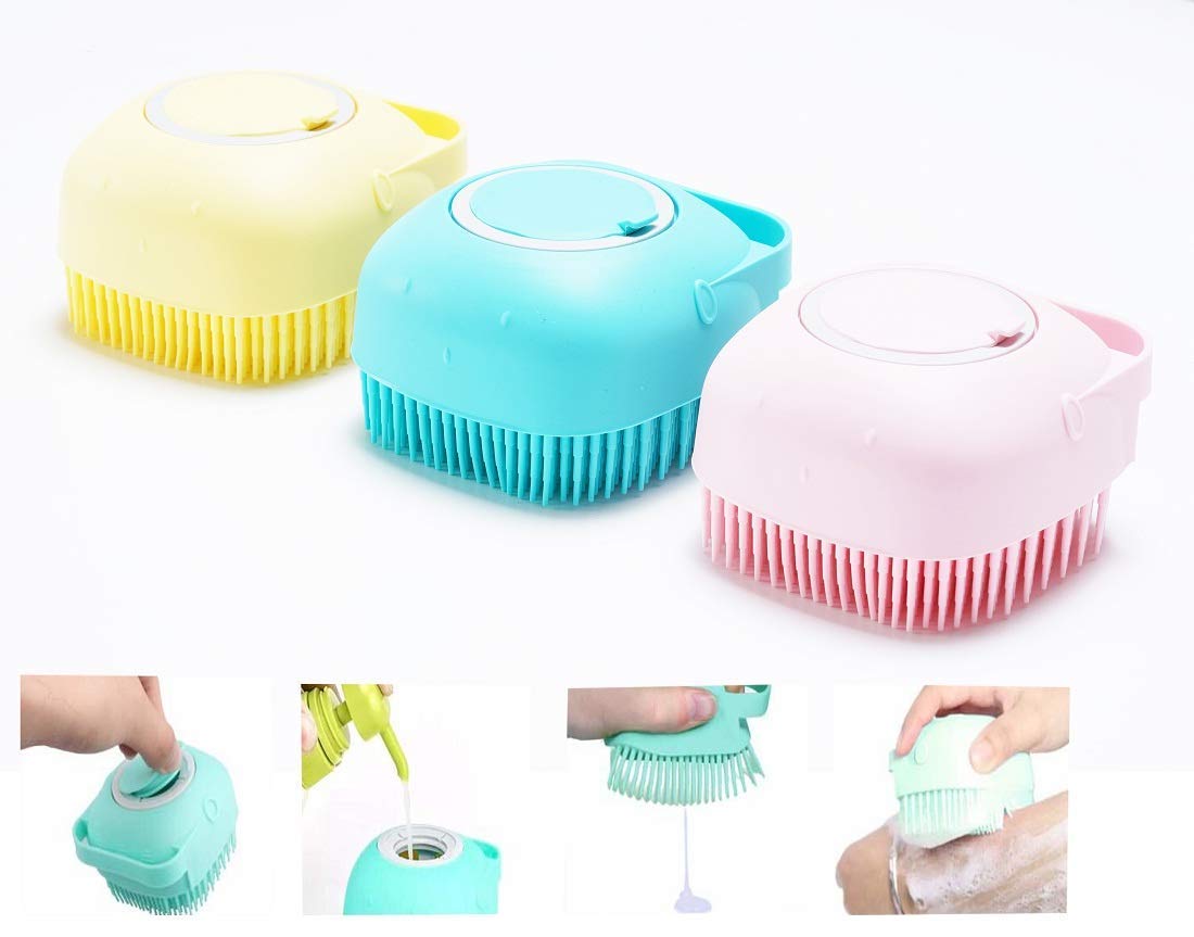 Hojo Soft Silicone Bath Brush With Hooks/Baby Showers Cleaning Brushes