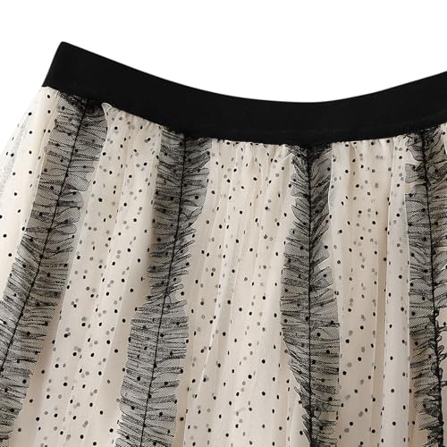 Women's Maxi Tulle Skirt A-line High Elastic Waisted Polka Dot Printed Mesh Long Skirts Trendy3