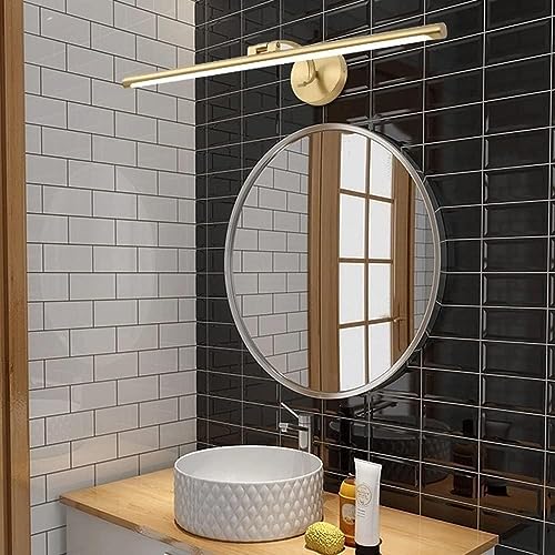 Lámparas de tocador de baño en latón cepillado dorado de diseño lineal moderno 7