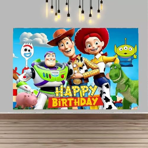Toy Story Birthday Party Decorations Happy Birthday Banner Backdrop for Birthday Party Supplies