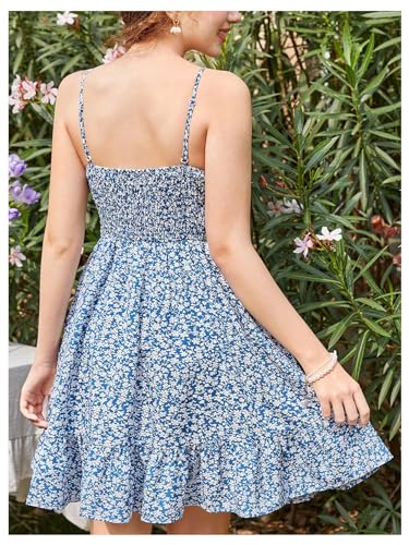 SweatyRocks Girl's Floral Print Bowknot Cami Dress Spaghetti Strap A Line Summer Dresses2