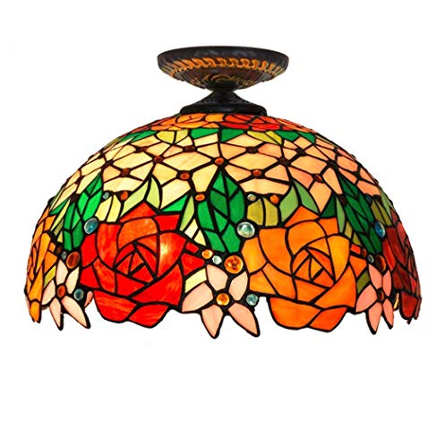 Plafonnage à montage semi-flush 16 pouces YRYRYW style rose rétro E27 110V