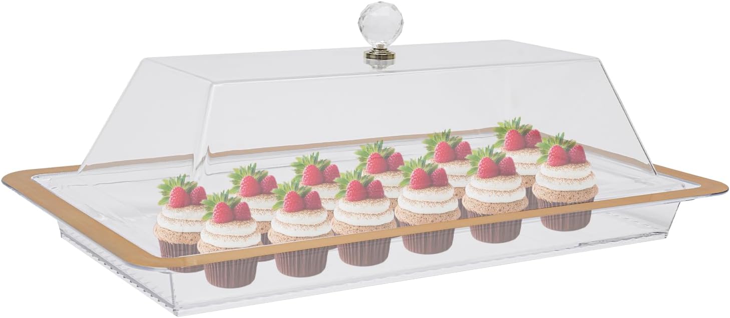 Acrylic Cake Stand Serving Tray with Lid Wedding Cake Stand with Cover Desert Stands with Doilies Pastry Display Tray Party Cake Plate with Dome Cookie Tray