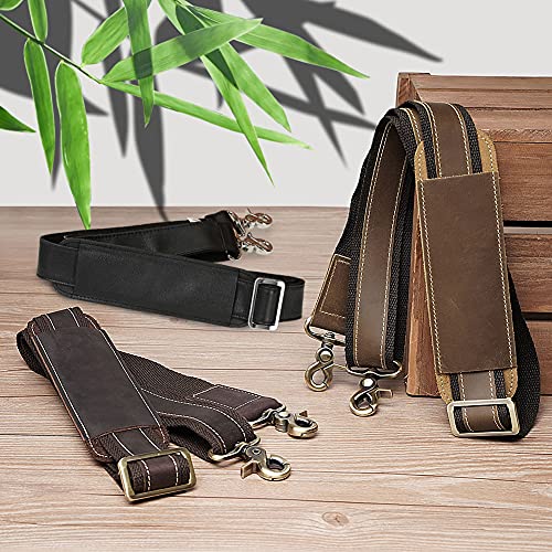 Full Grain Leather Shoulder Strap - Replacement Bag Straps For Laptop Briefcase, Messenger, Duffel, Crossbody, Travel Bags #TOP1