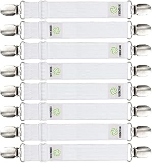 FIBOOMERANG Bed Sheet Holder Straps, Bed Sheet Fasteners and Sheet Clips for Fitted Sheet, Bed Scrunchie for Bedding, Mattress, Ironing Board, Sheet Suspenders from (8Pcs/Set, White)