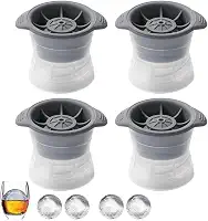 Kit 4 Formas de Gelo para Whisky Esfera Grande 5 cm com Tampa de Silicone Coquetel Gin Vodka Bebidas Qualidade Premium Durável