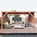 LALFPET 12'X 14' Cedar Wood Pergola, Stylish Outdoor Addition, Retractable Shade Canopy, Durable & Rot Resistant, Versatile Design, for Backyard, Garden, Deck, Outdoor Entertaining