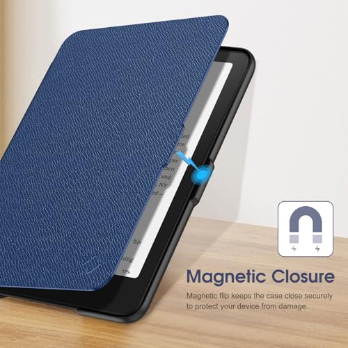 Image of Fintie Case for 7 inch All-New Kindle Paperwhite (12th Generation, 2024) and Kindle Colorsoft Signature Edition - Slim Lightweight Shell PU Leather Protective Cover with Auto Sleep /Wake, Navy