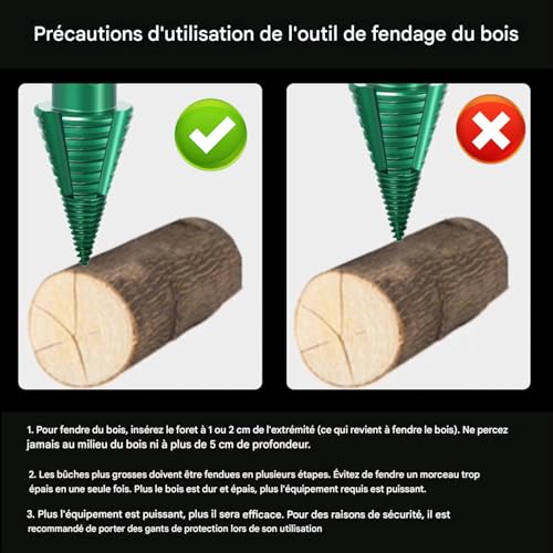Mèche fendeuse à bois outil détachable pour élimination souches - 4